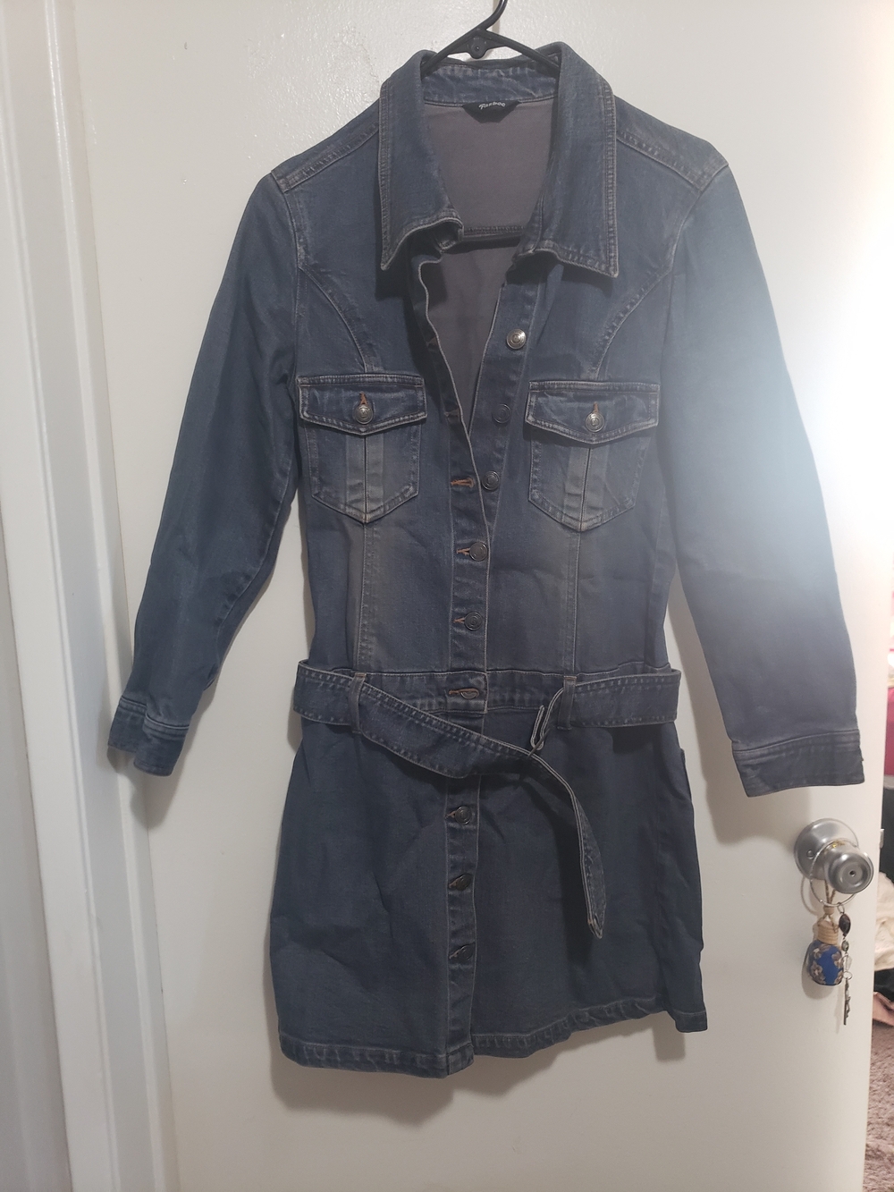 Denim Trench Jacket Dress - Blue
